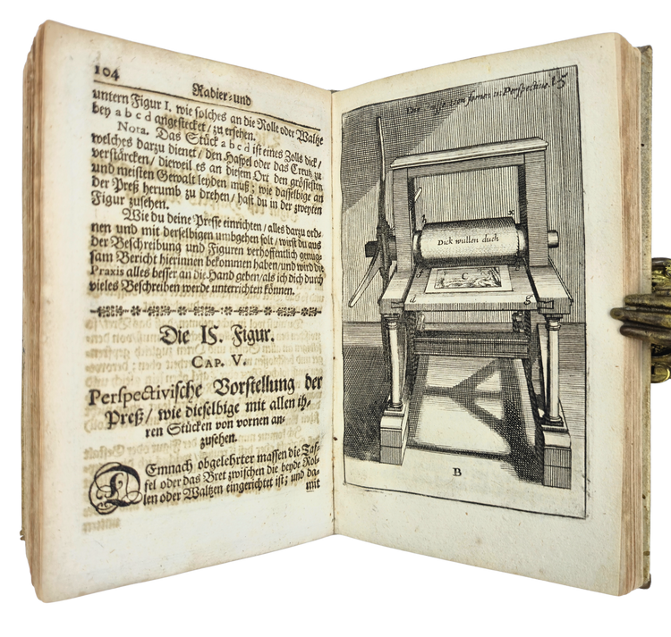 An expanded edition of Bosse’s etching and engraving manual, bound in a medieval leaf