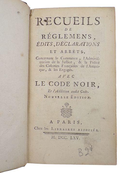 Code Noir, 1765.