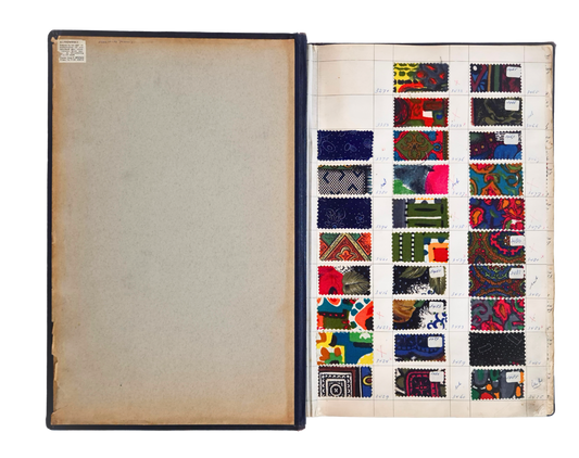 Dutch textile sample album with Rigtersbleek manufacturer sheets