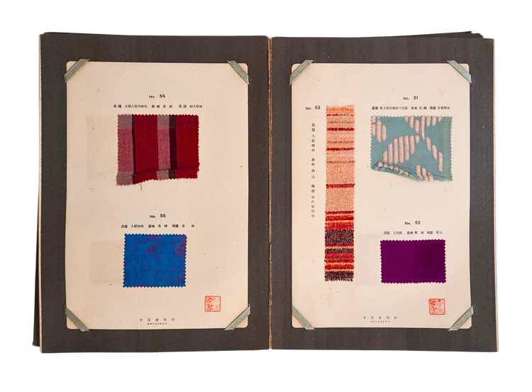 Japanese interwar textile album of 62 European and American fabrics