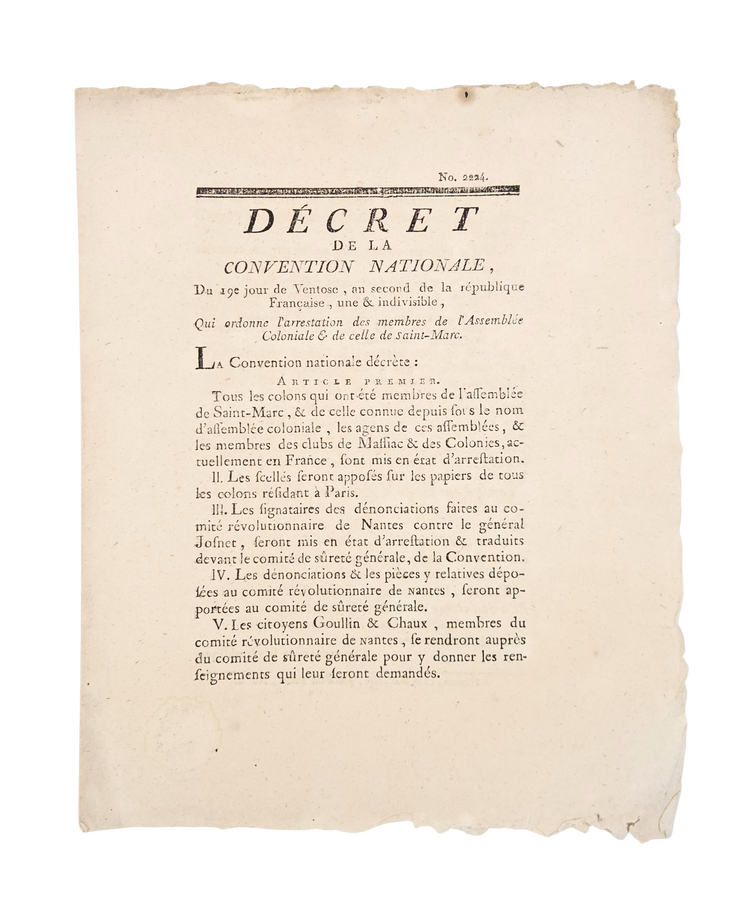 The definitive rupture between the French Republic and the colonial planter elite