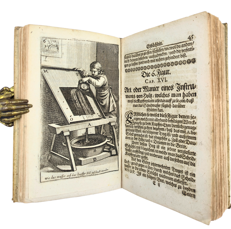 An expanded edition of Bosse’s etching and engraving manual, bound in a medieval leaf