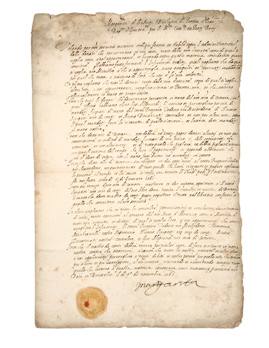 Margaret of Parma secures her finances before leaving the Netherlands
