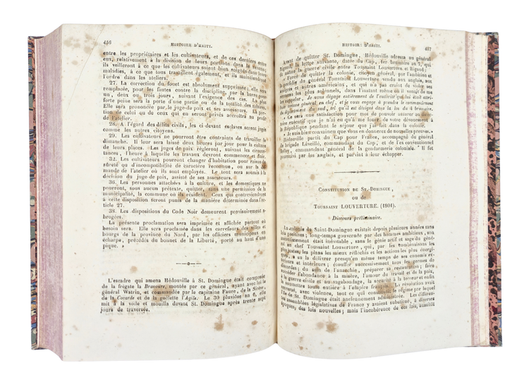 Presentation copy of the first complete history of Haiti, by a Haitian and published in Haiti by a man of colour