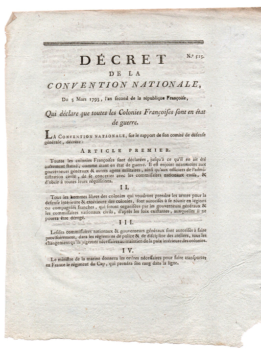Citizens who have been deported from Saint-Domingue will only be able to return there after the disturbances have ceased…”