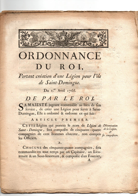 Re-establishing a colonial legion in Saint-Domingue.