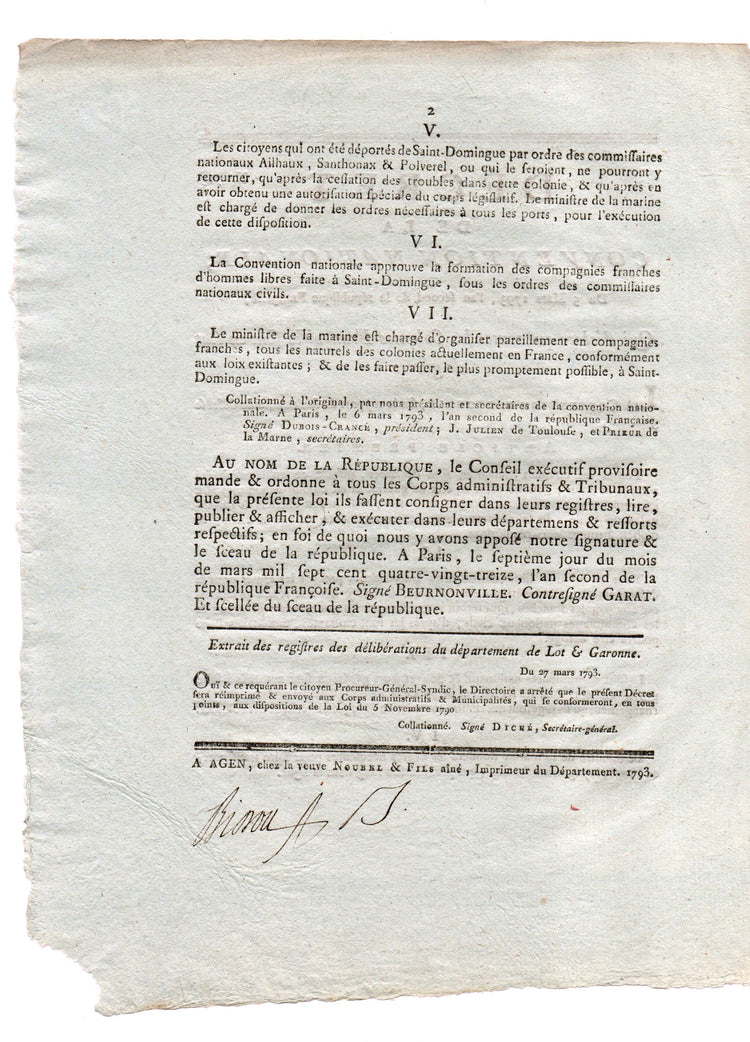 Citizens who have been deported from Saint-Domingue will only be able to return there after the disturbances have ceased…”