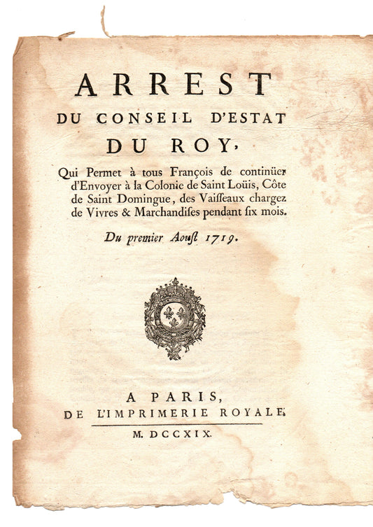 All French merchants can ship provisions and goods to Saint-Louis (Saint-Domingue)