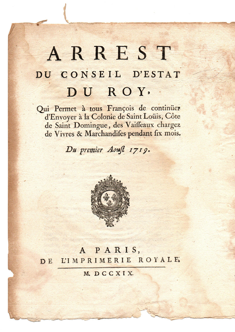 All French merchants can ship provisions and goods to Saint-Louis (Saint-Domingue)