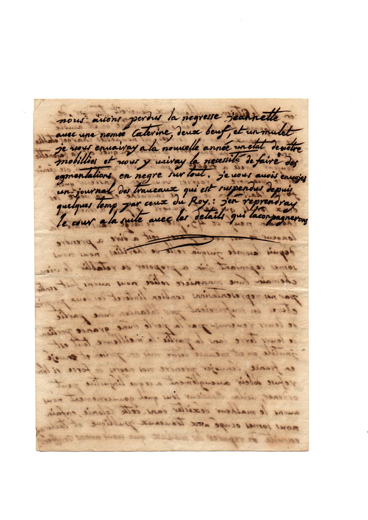Catastrophic flood and colonial coercion: manuscript letter on the destruction of a Haitian sugar plantation.