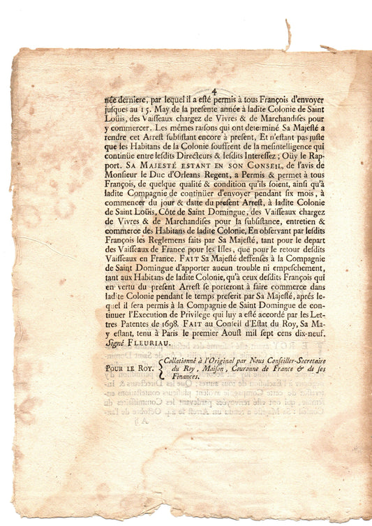 All French merchants can ship provisions and goods to Saint-Louis (Saint-Domingue)