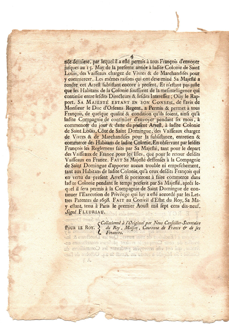 All French merchants can ship provisions and goods to Saint-Louis (Saint-Domingue)