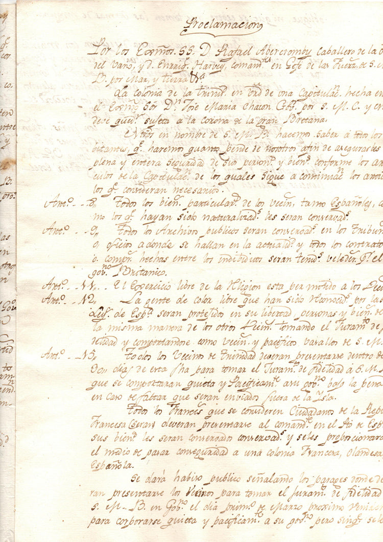 Important collection of colonial Trinidad documents, compiled by the man behind its colonization; including a manuscript census.