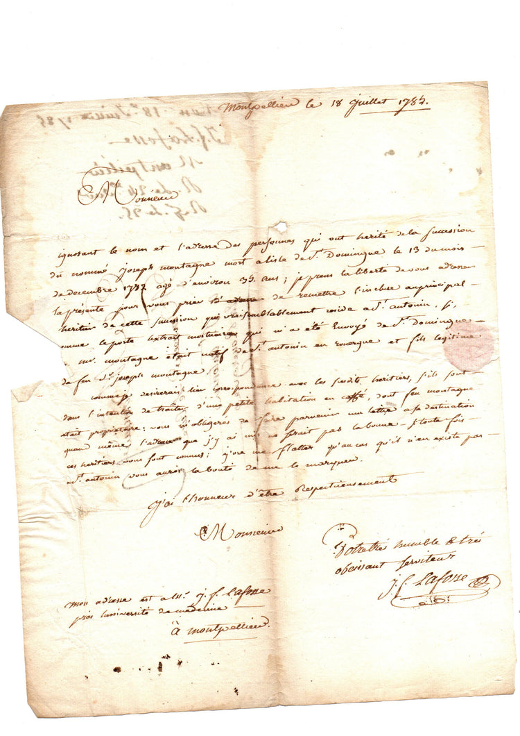 Colonial death and inheritance: letters on a Saint-Domingue coffee plantation