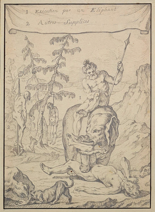 Van der Schley, Exécution par un elephant, 1750.