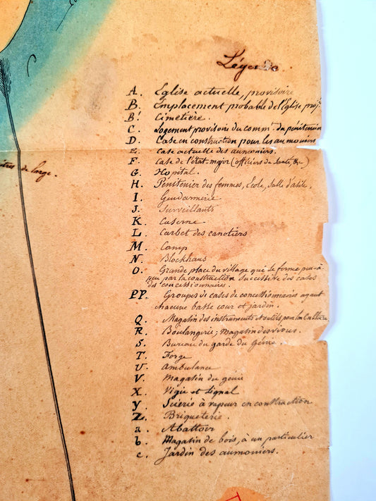Manuscript plan of the infamous St. Laurent penal colony in French Guiana, 1859.