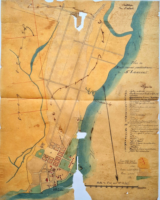 Manuscript plan of the infamous St. Laurent penal colony in French Guiana, 1859.